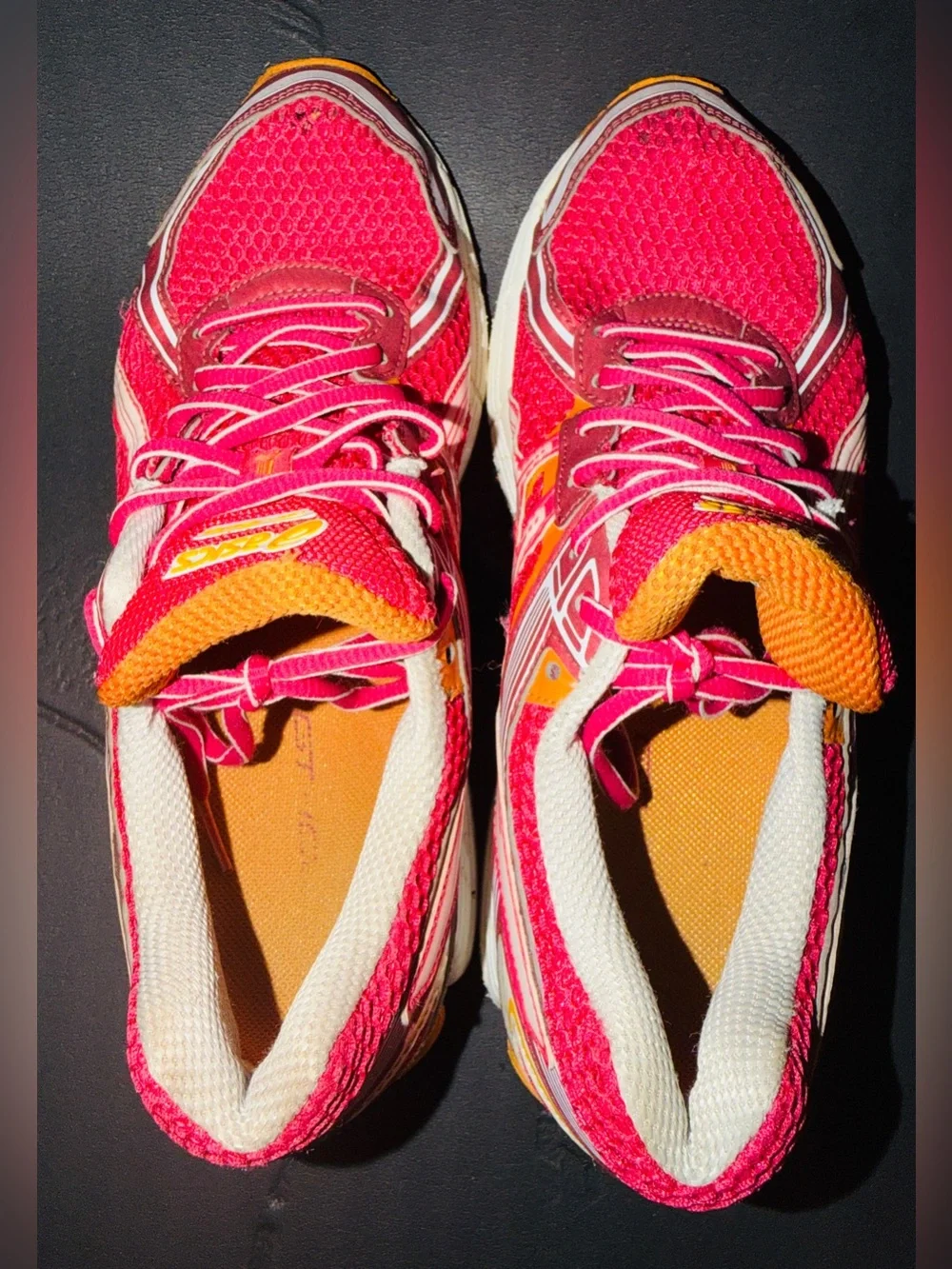 ASICS Women's Hot Pink and Orange Athletic Running Shoes